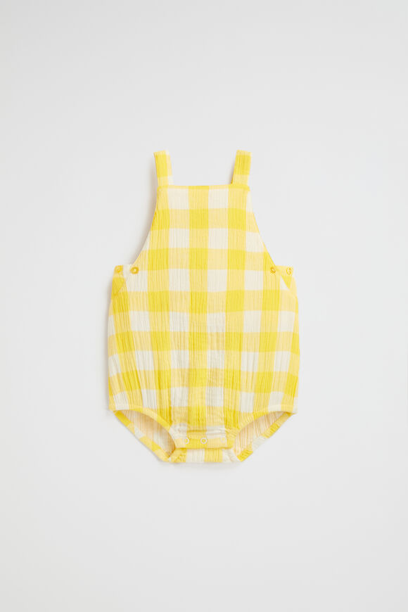 Oversized Check Romper  Lemon Drop  hi-res