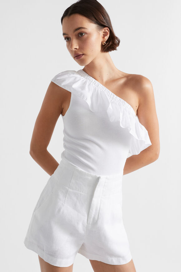 Ruffle One Shoulder Tank  Whisper White  hi-res