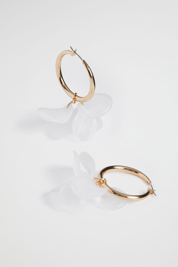 Petal Hoop Earrings  White  hi-res