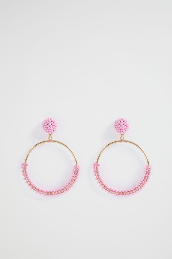 Beaded Circle Earrings  Pink Gin  hi-res