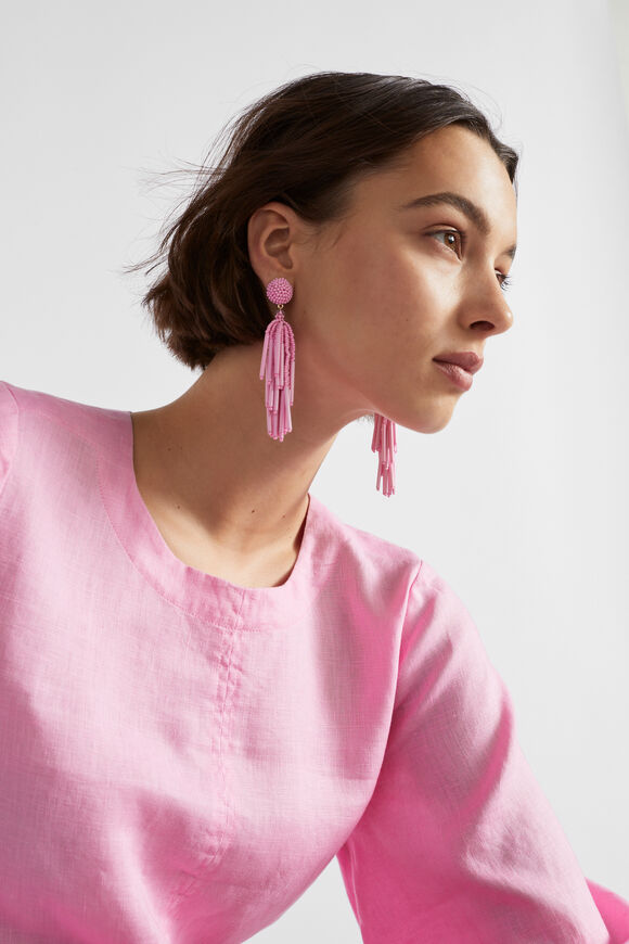 Seed Bead Tassel Earring  Pink Gin  hi-res