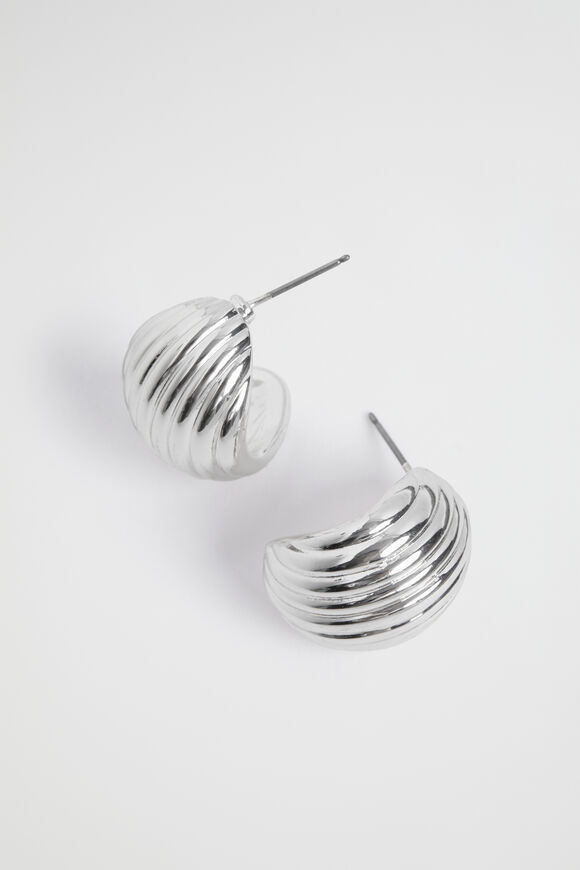 Ribbed Drop Earring  Silver  hi-res