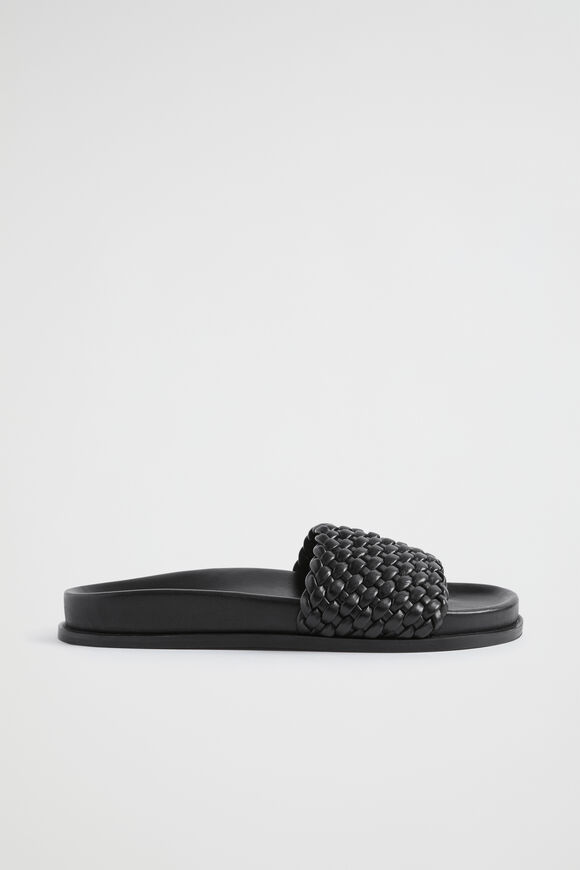 Fia Woven Footbed Slide  Black  hi-res