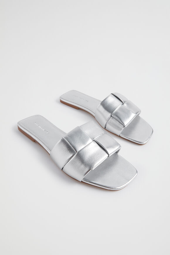 Rachel Leather Slide  Silver  hi-res