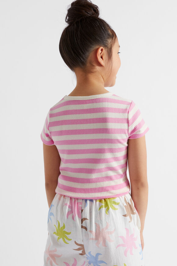 Stripe Rib Tee  Candy Pink  hi-res