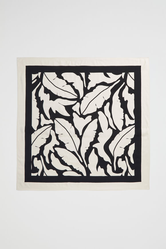 Leaf Print Square Scarf  Mono Palm  hi-res