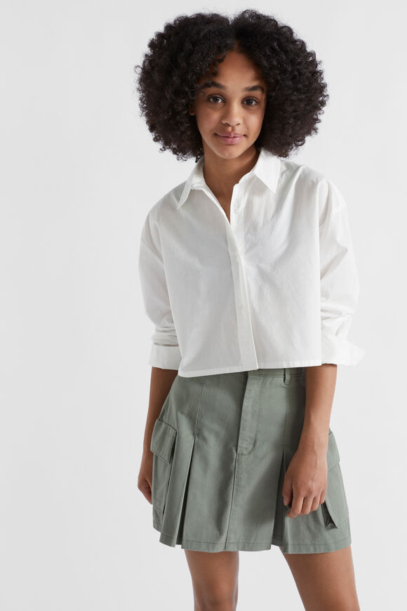 Crop Poplin Shirt  White  hi-res