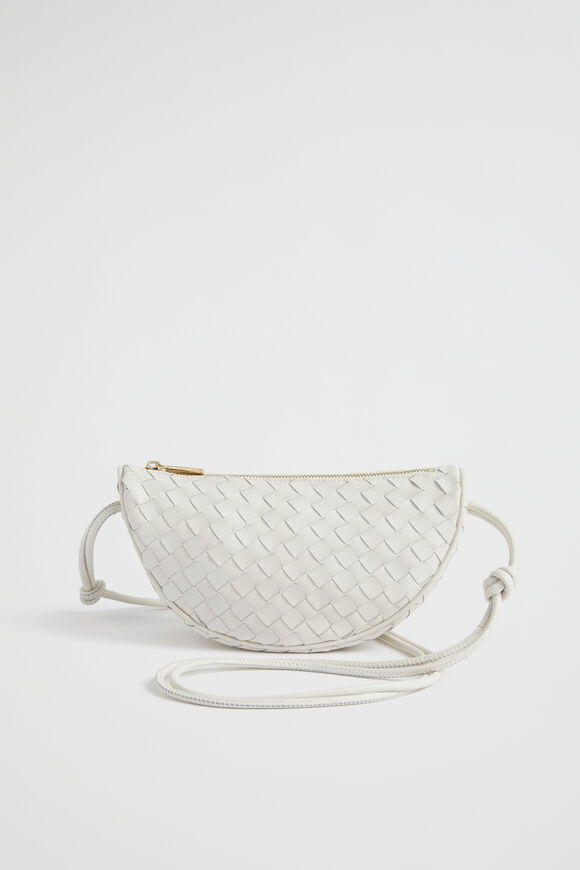 Leather Woven Crossbody Bag  Bone  hi-res