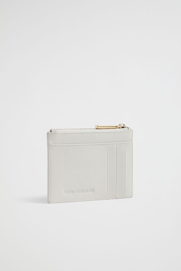 Leather Woven Card Holder  Bone  hi-res