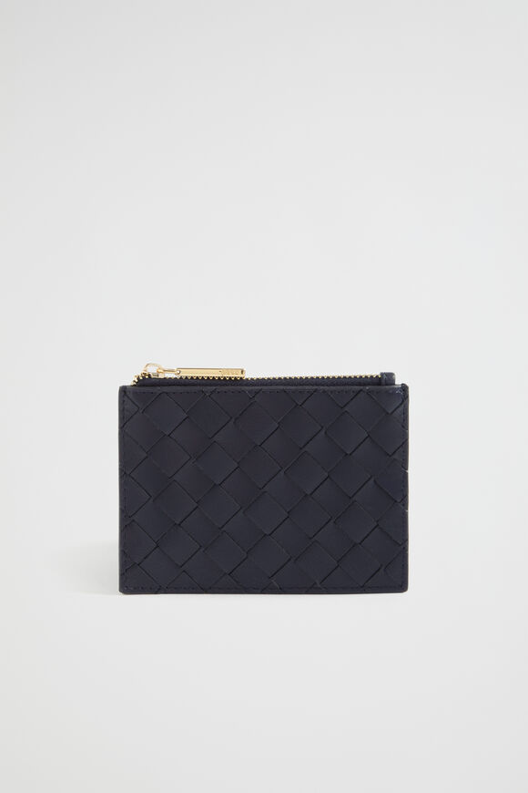 Leather Woven Card Holder  Midnight Sky  hi-res