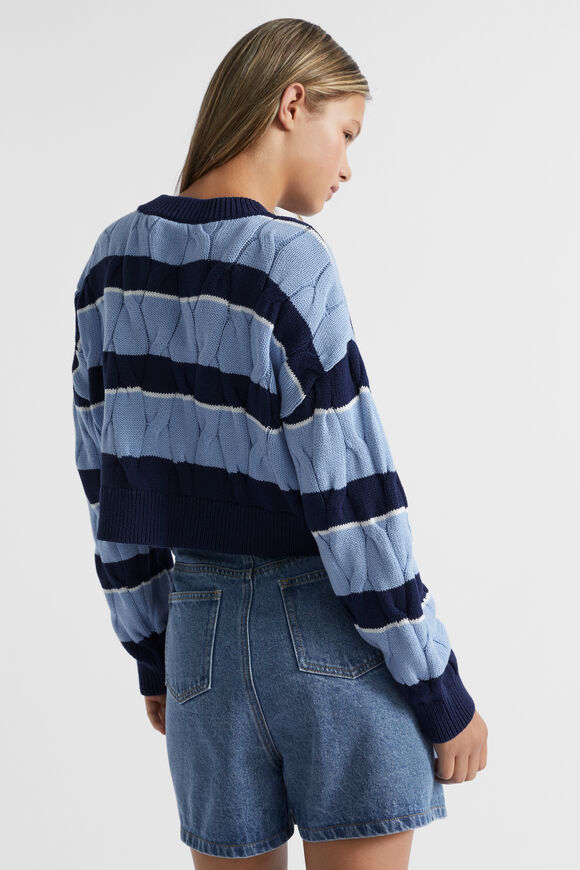 Stripe Crop Knit  Ink Blue  hi-res