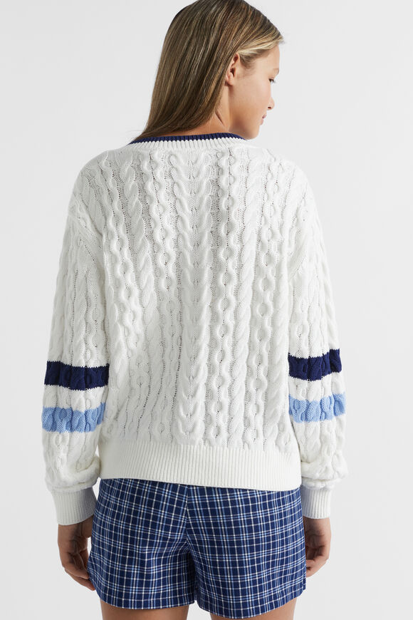 Oversized V Neck Knit  White  hi-res