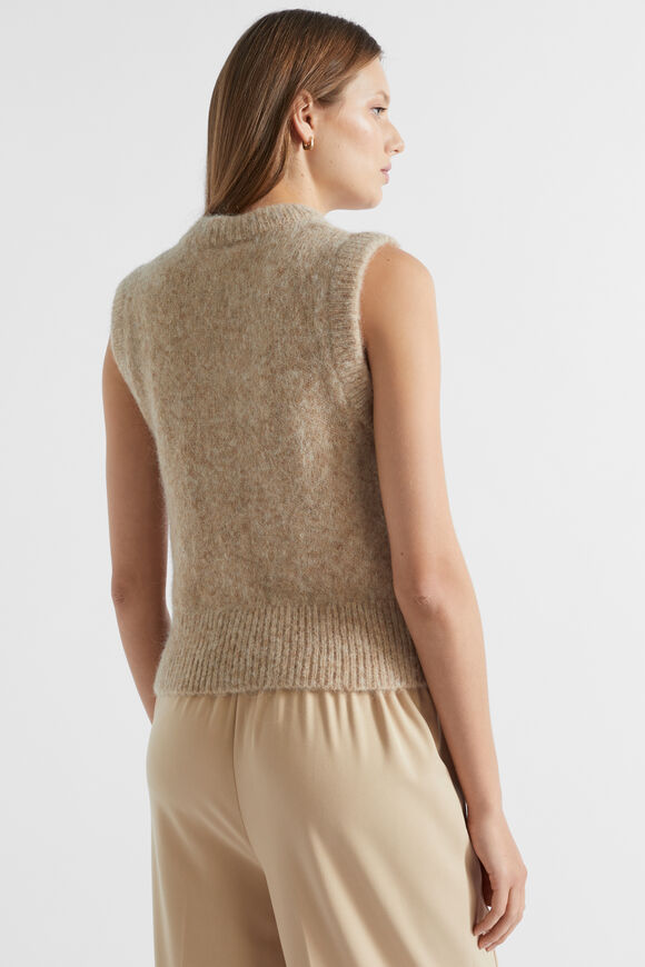 Wool Blend Crew Neck Vest  Champagne Beige Marle  hi-res