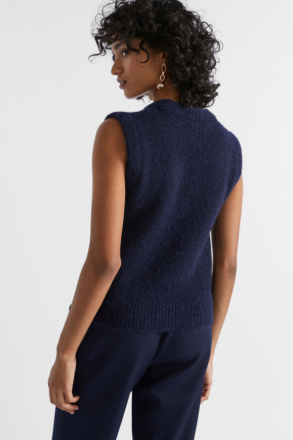 Wool Blend Crew Neck Vest  Midnight Sky  hi-res