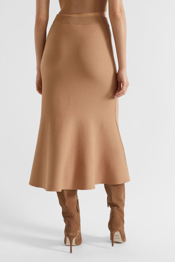 Crepe Knit Flared Skirt  Fudge  hi-res