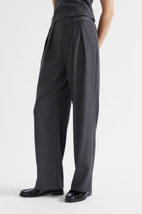 Wool Blend Pinstripe Trouser  Steel Pinstripe  hi-res