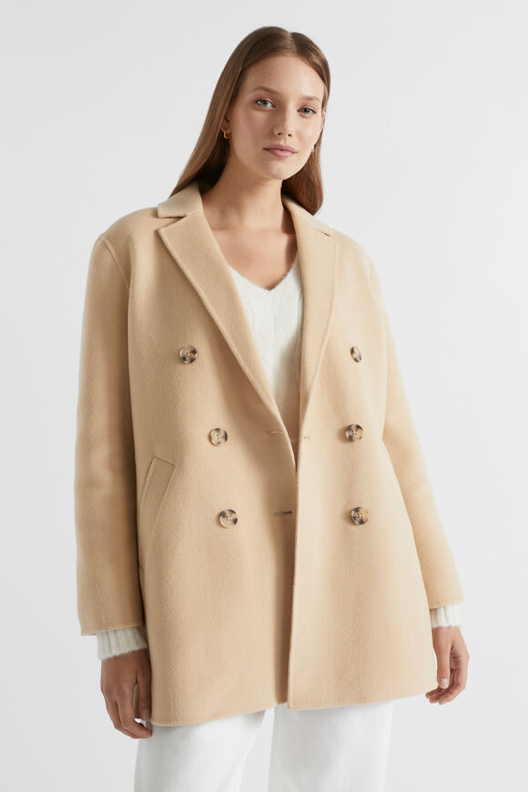 Wool Pea Coat  Champagne Beige  hi-res