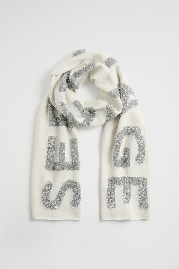 Branded Metallic Scarf  Cloud Cream  hi-res