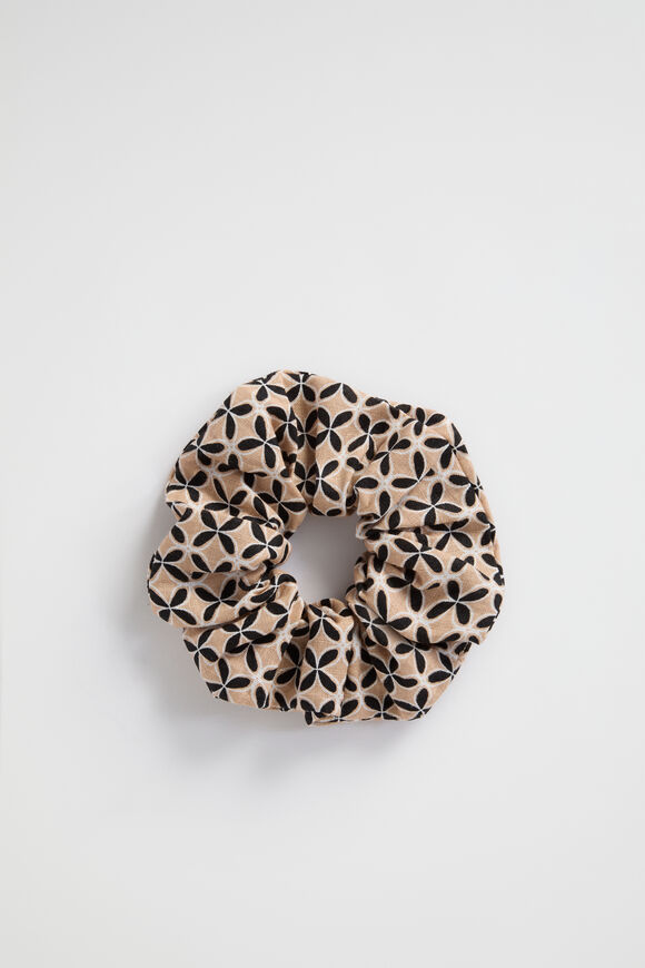 Linen Geo Scrunchie  Champagne Geo  hi-res