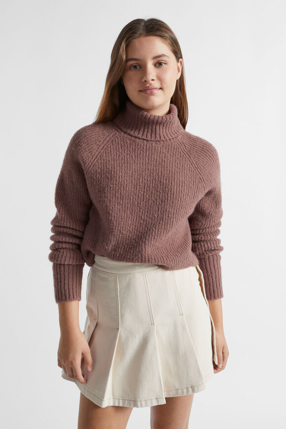 High Neck Crop Knit  Cocoa  hi-res