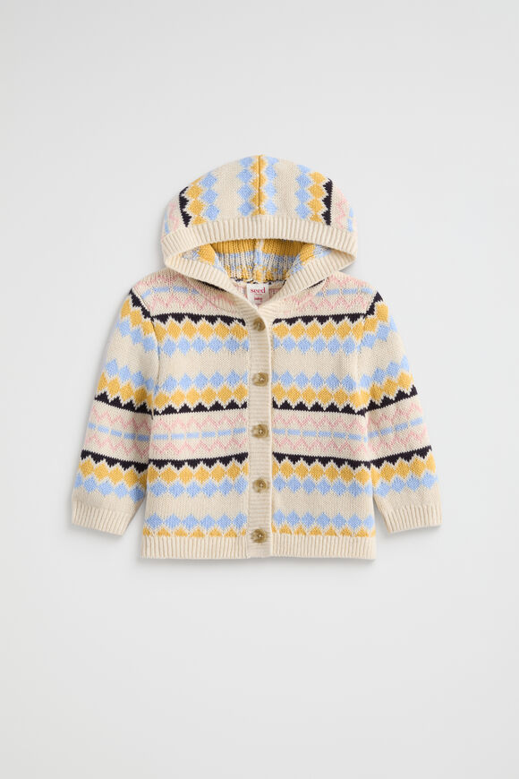 Fairisle Knit Cardigan  Creme  hi-res