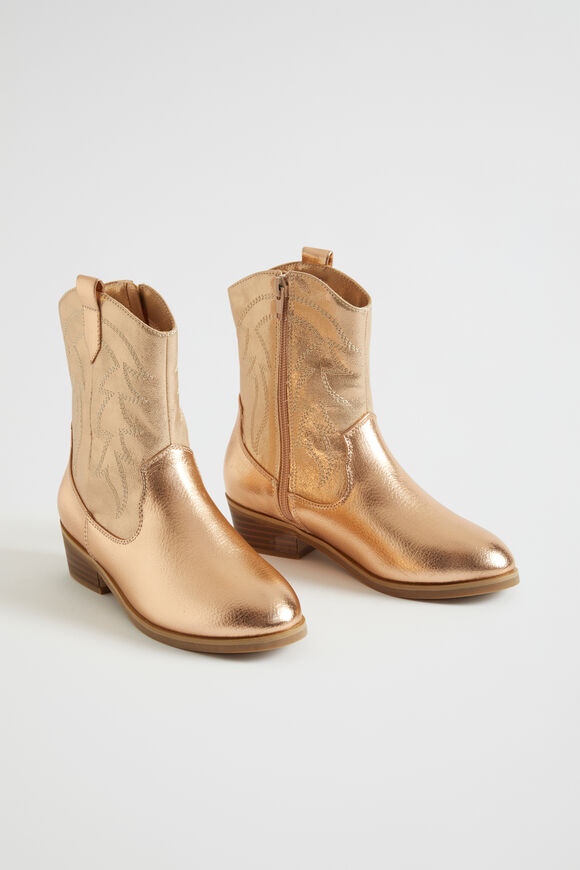 Foil Cowboy Boot  Rose Gold  hi-res