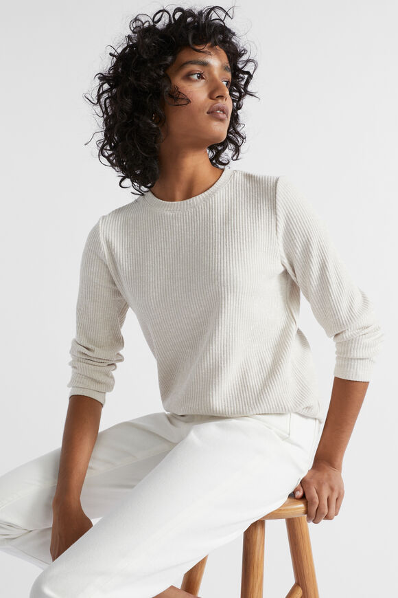 Twist Rib Long Sleeve Top  Oat Twist  hi-res