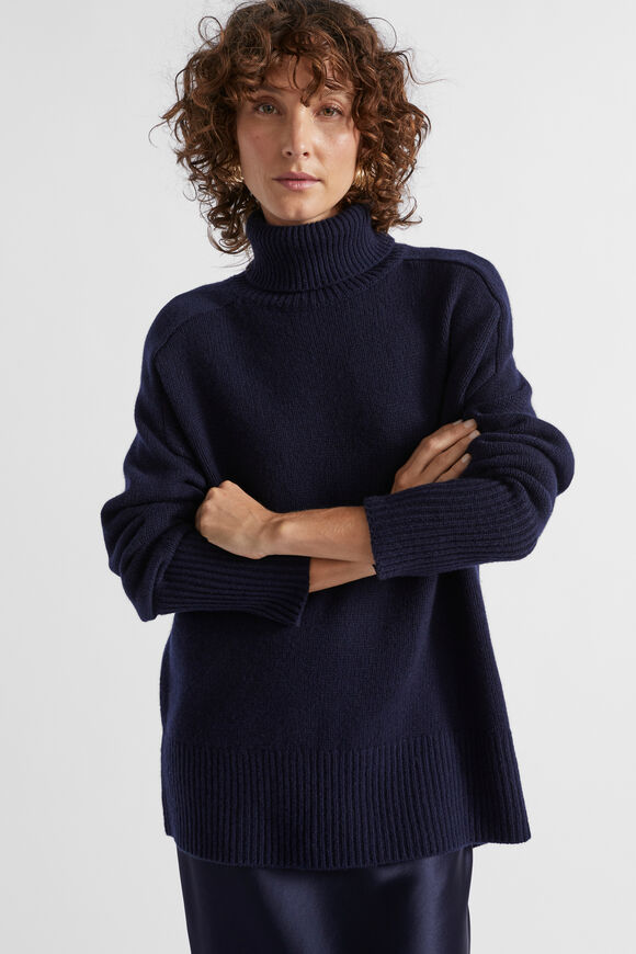 Merino Wool Roll Neck  Midnight Sky  hi-res