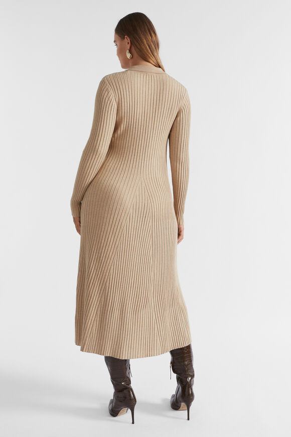 Rib Knit Polo Dress  Champagne Beige Marle  hi-res