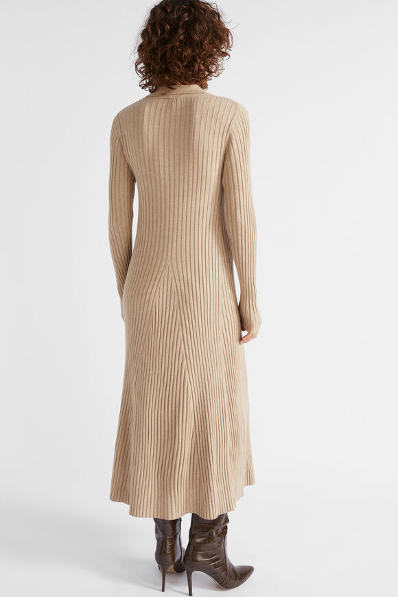 Rib Knit Polo Dress  Champagne Beige Marle  hi-res