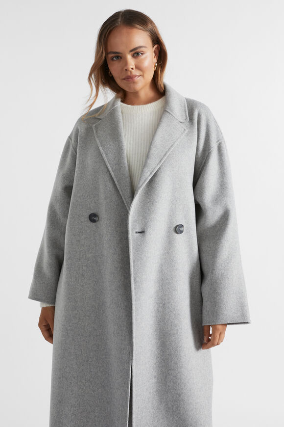 Wool Blend Classic Coat  Silver Marle  hi-res