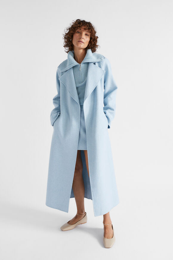 Wool Blend Tie Coat  Capri Marle  hi-res