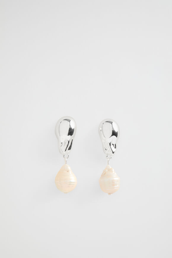 Molten Pearl Stud Earring  Silver  hi-res