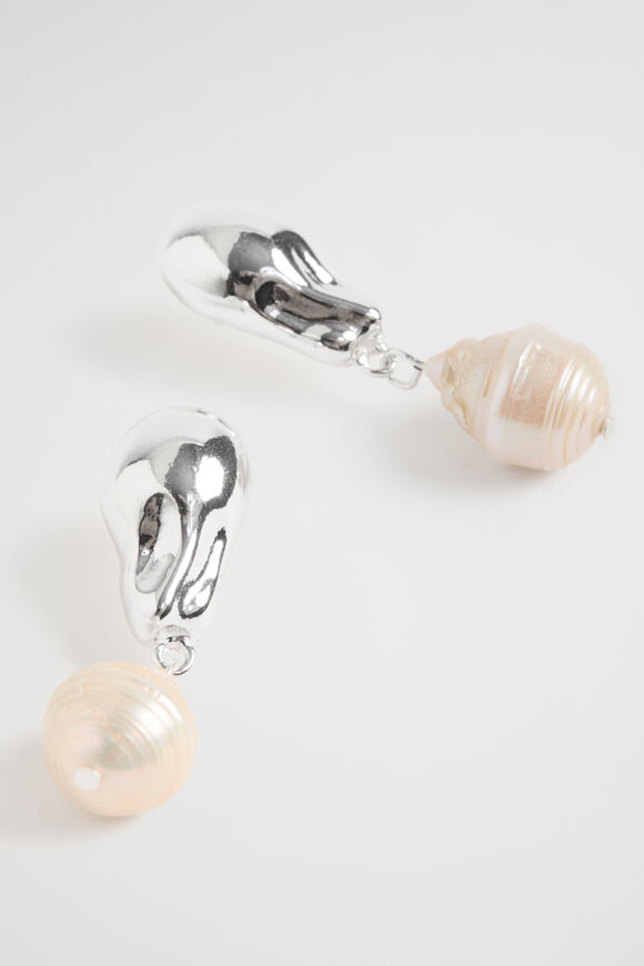 Molten Pearl Stud Earring  Silver  hi-res