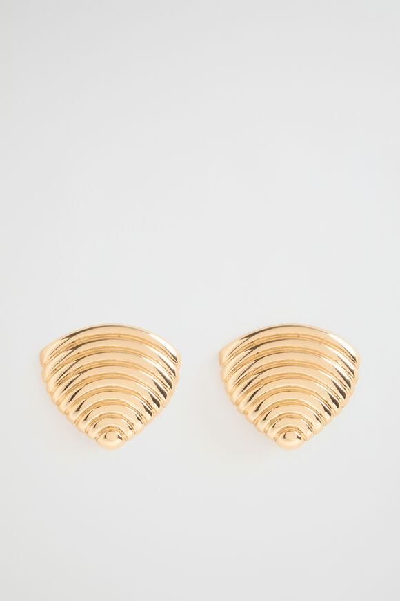 Ribbed Shell Stud  Gold  hi-res