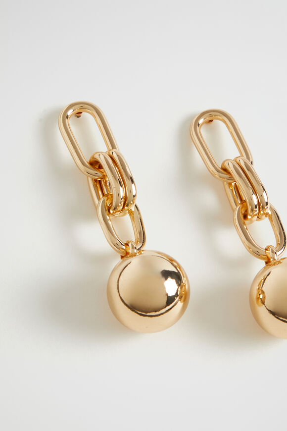 Chain Link Sphere Earring  Gold  hi-res