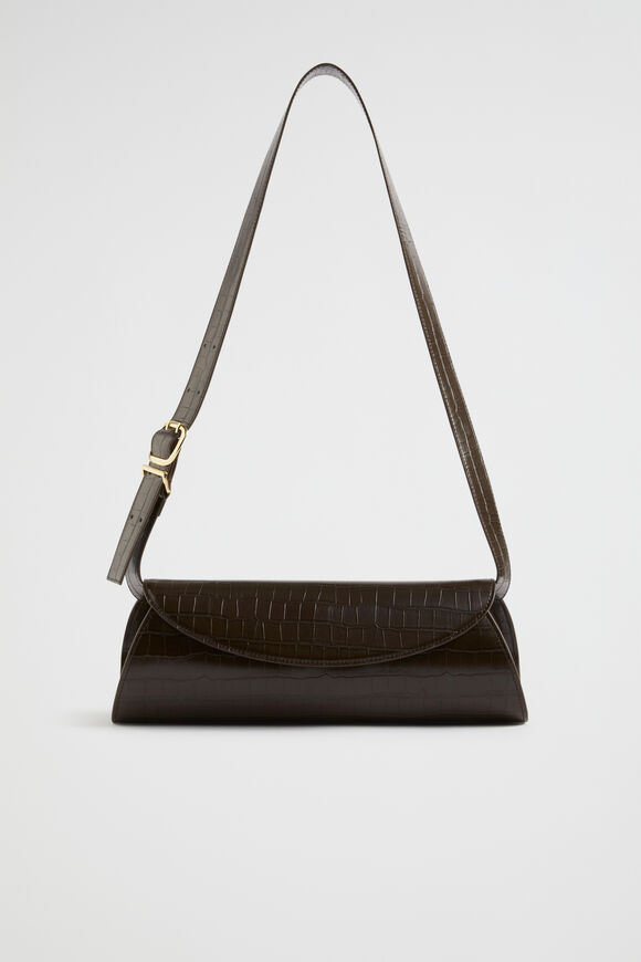 Structured Shoulder Bag  Chocolate Croc  hi-res