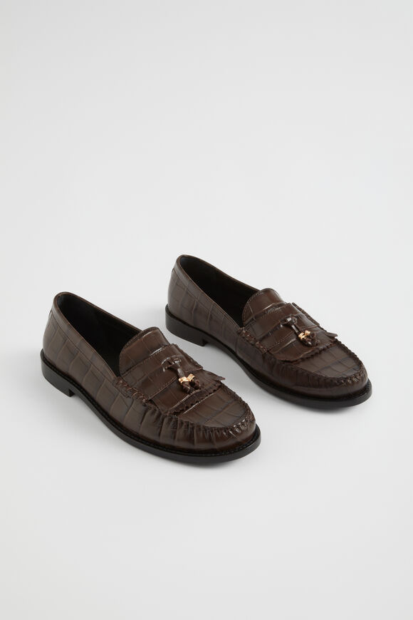 Keira Fringe Loafer  Chocolate Croc  hi-res