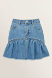 Peplum Denim Skirt  Retro Blue Wash  hi-res