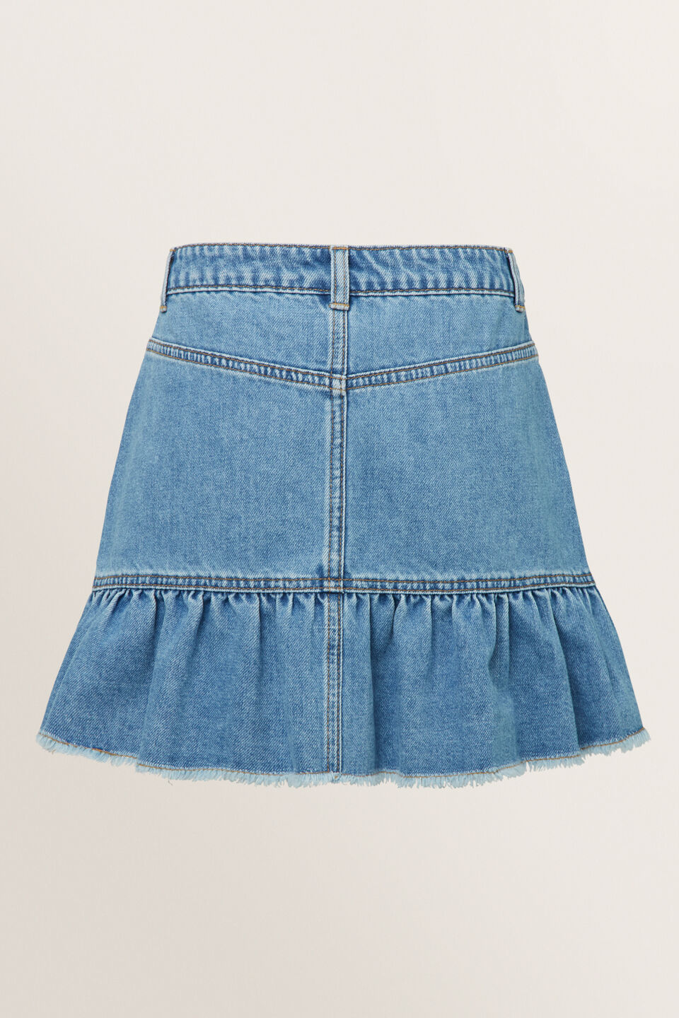 Peplum Denim Skirt  Retro Blue Wash