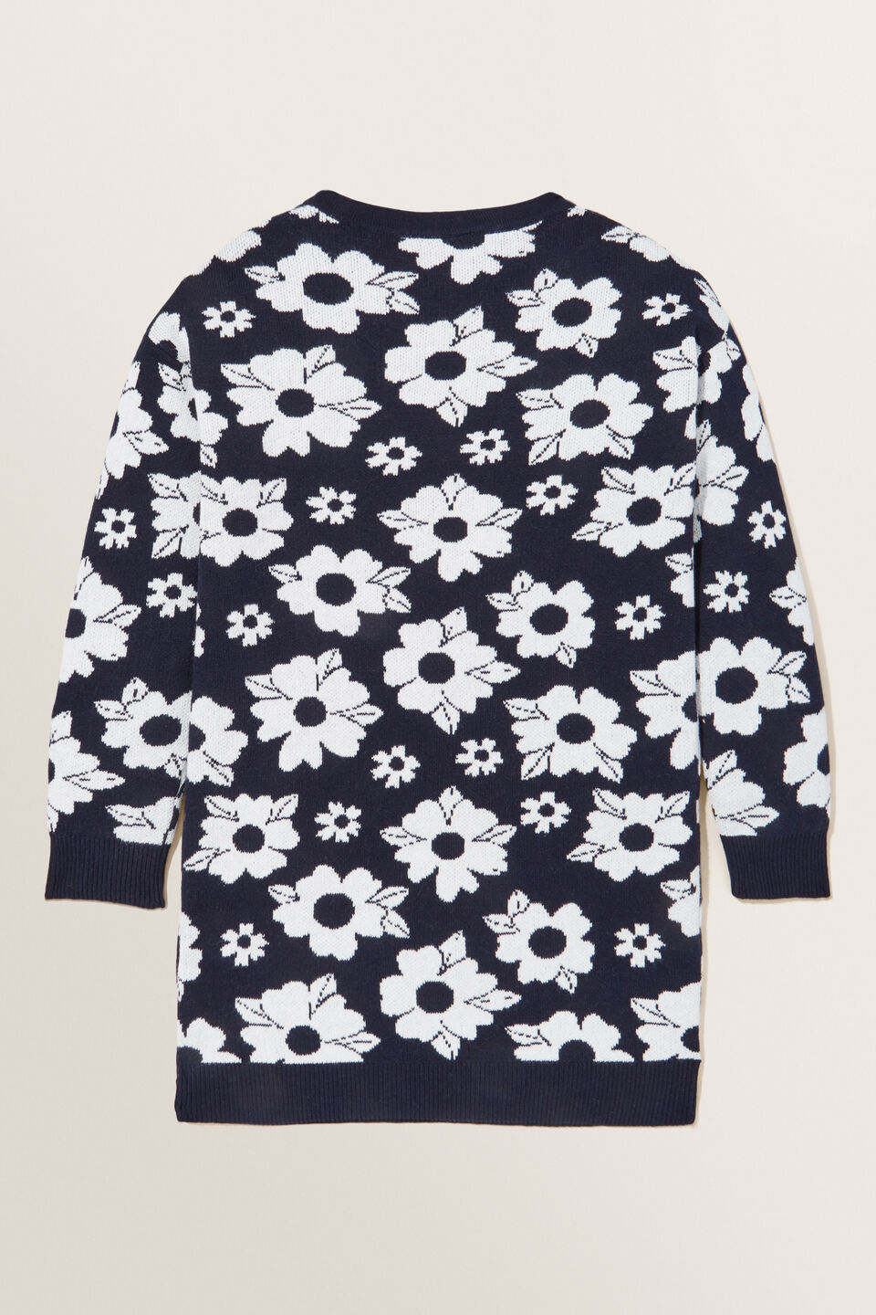 Floral Knit Dress  Navy