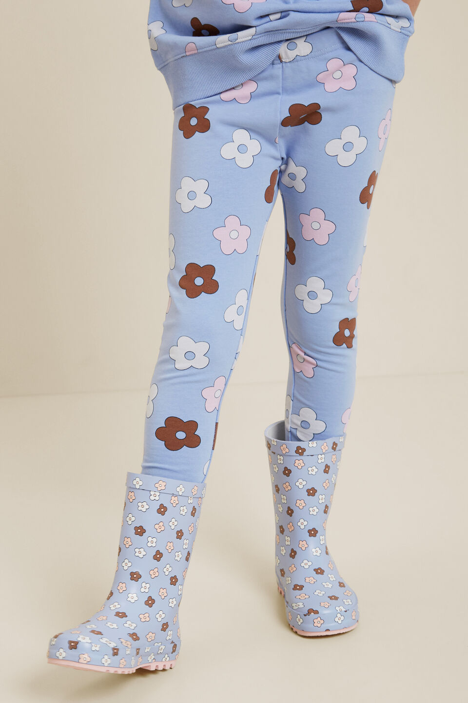 Floral Terry Leggings  Bluebell