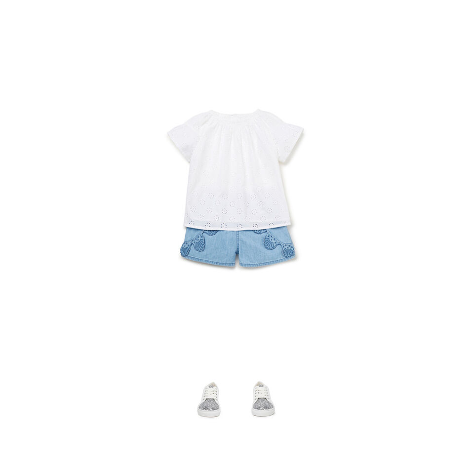 Chambray Broderie Shorts  