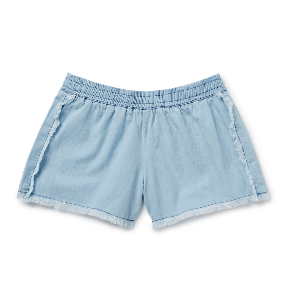 Fringe Chambray Shorts  