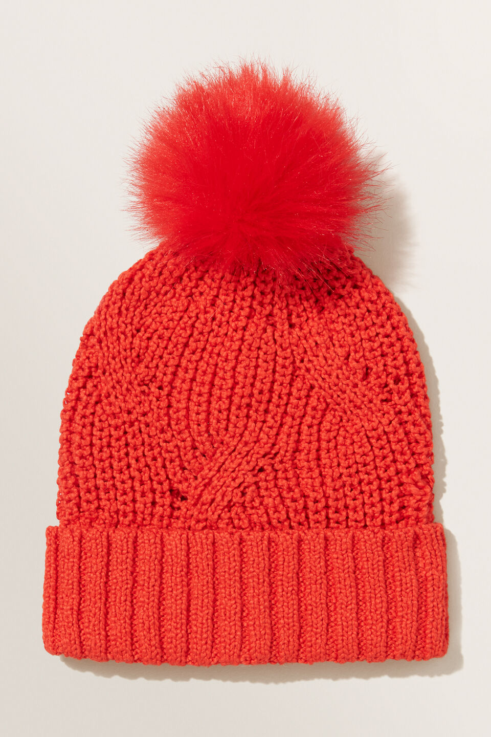 Zig Zag Knit Beanie  Scarlet Red