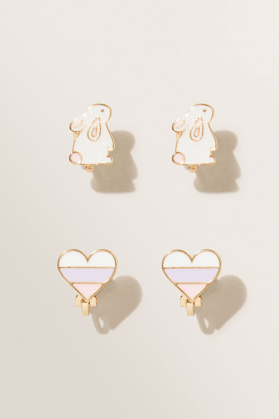 Bunny Clip On Earrings  Multi