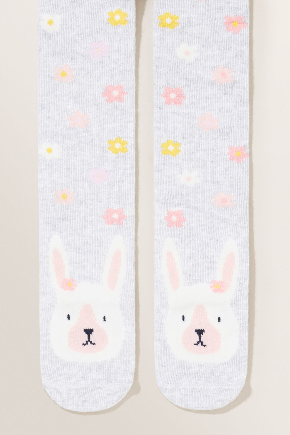 Bunny Flower Tights  Mid Grey Marle