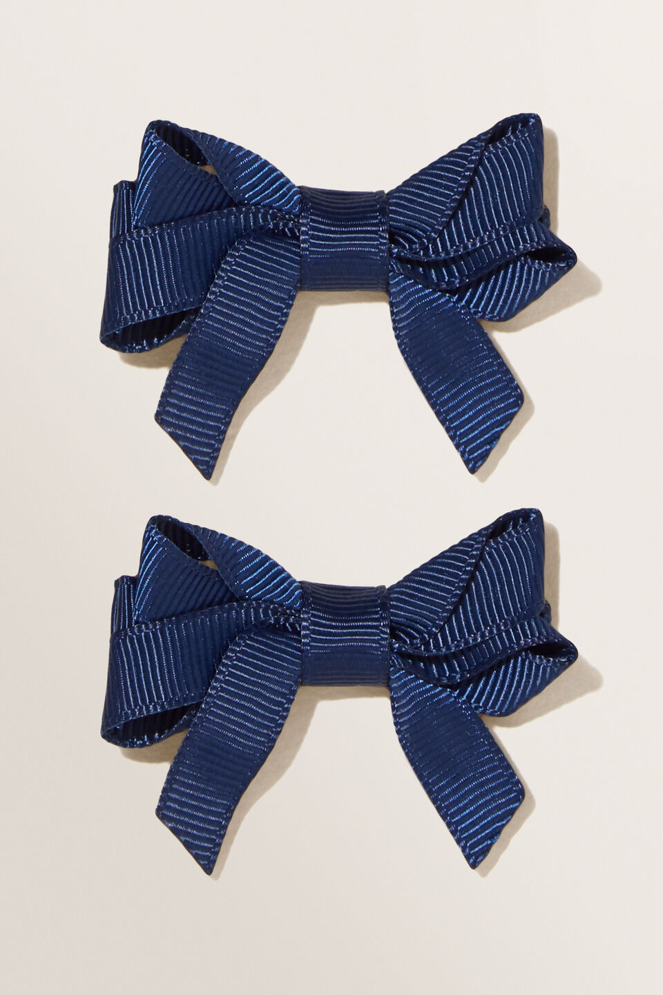 School Double Bow Clip  Navy