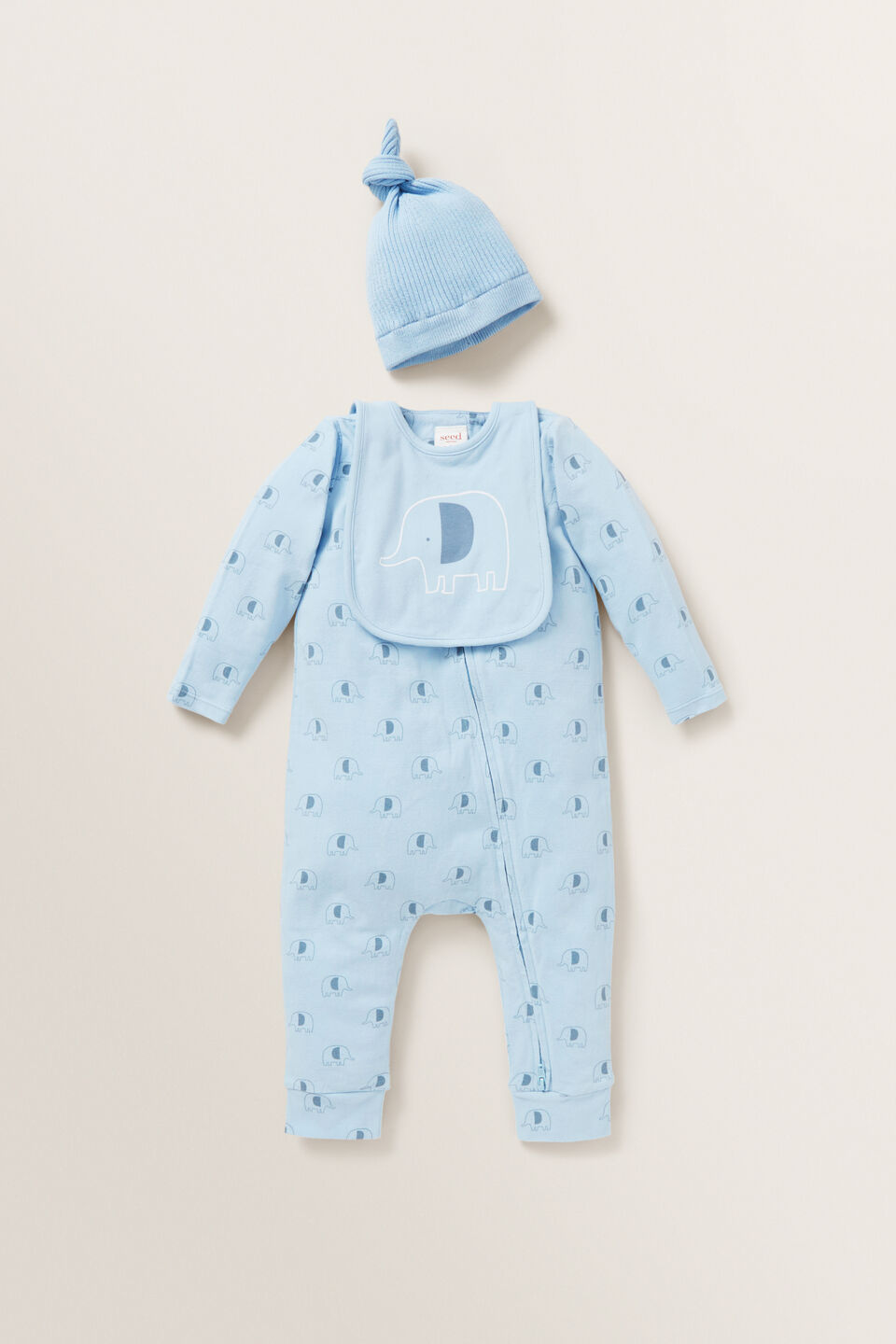 Elephant Zipsuit  Powder Blue