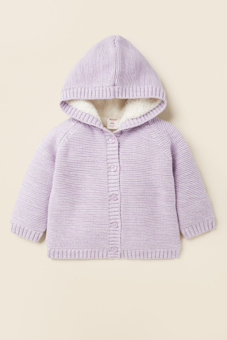 Knitted Sherpa Hoodie  Pale Orchid